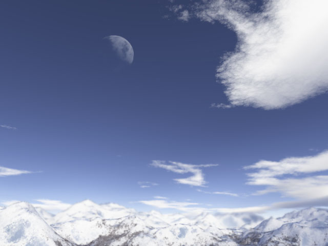 The moon in the blue sky